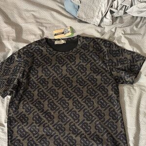 Burberry Black and Green/Tan Patterned Shirt